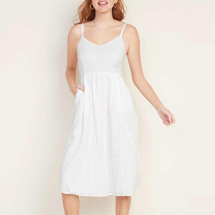 Old Navy Fit & Flare Eyelet Cami Midi Dress