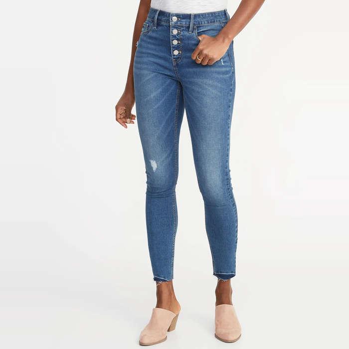 Old Navy High-Rise Secret-Slim Pockets Button-Fly Rockstar Ankle Jeans