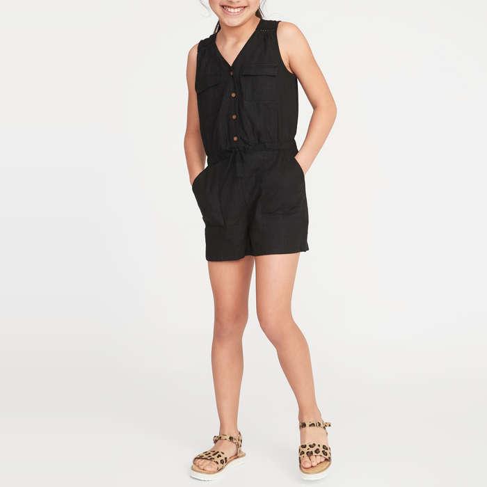 Old Navy Linen-Blend Utility-Pocket Romper