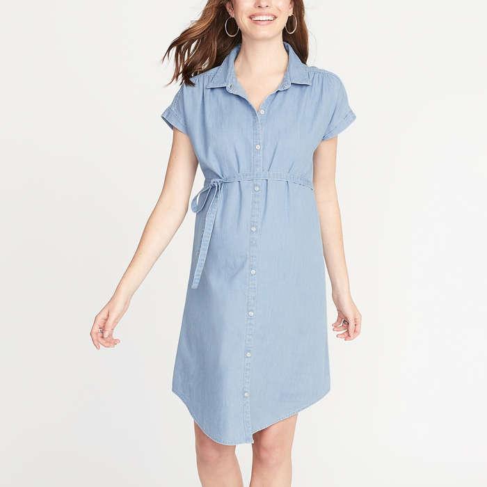 Old Navy Maternity Chambray Tie-Belt Shirt Dress