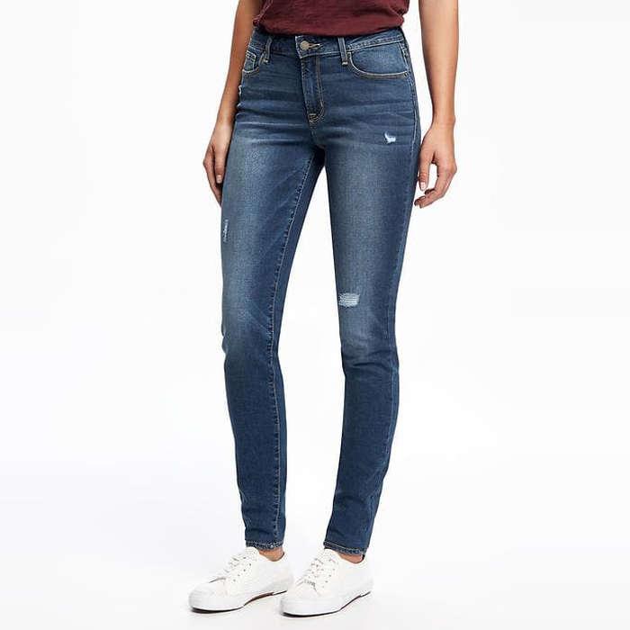 Old Navy Mid-Rise Distressed Rockstar Super Skinny Jeans