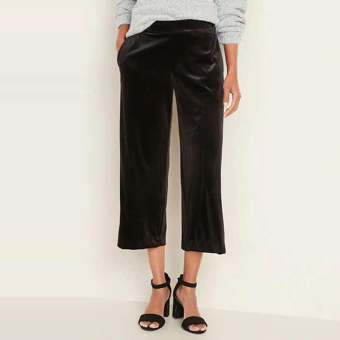 Old Navy Mid-Rise Velvet Wide-Leg Pull-On Pants