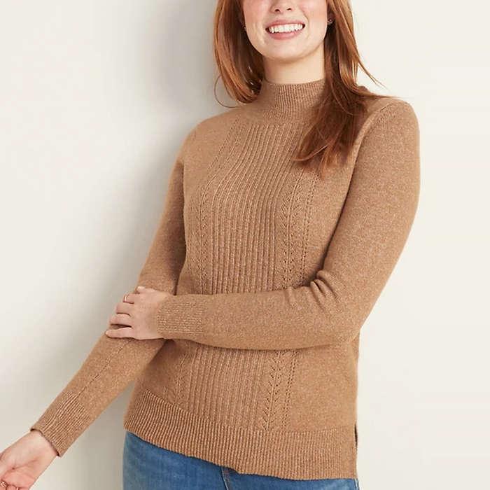 Old Navy Mock-Neck Pointelle Sweater