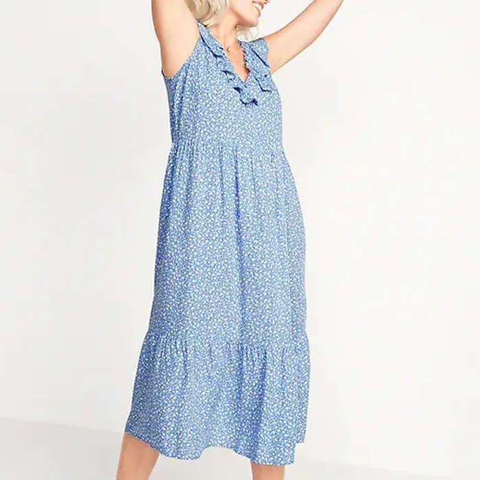 Old Navy Sleeveless Ruffled V-Neck Swing Dress