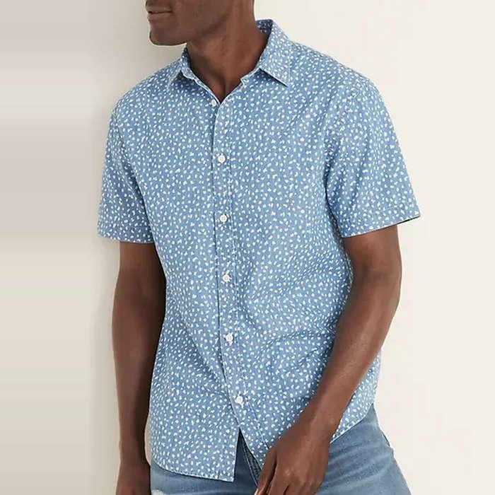 Old Navy Slim-Fit Printed Chambray Shirt