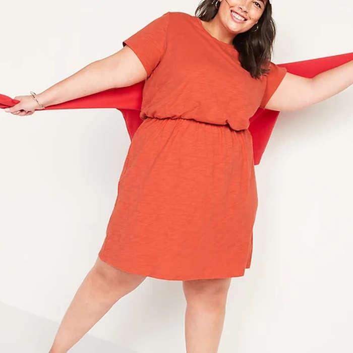 Old Navy Waist-Defined Slub-Knit Plus-Size T-Shirt Dress