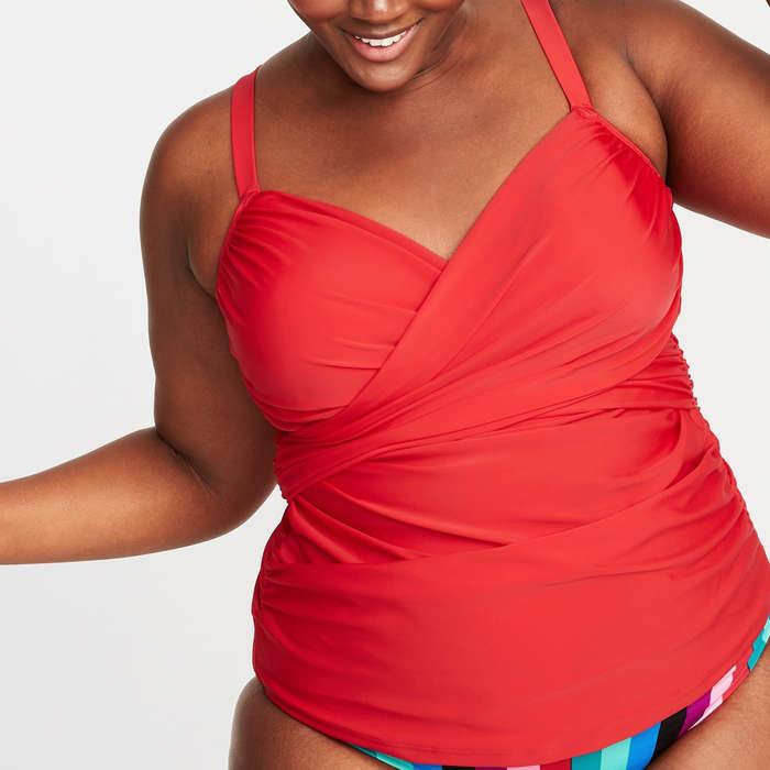 Old Navy Wrap-Front Secret-Slim Plus-Size Tankini Swim Top