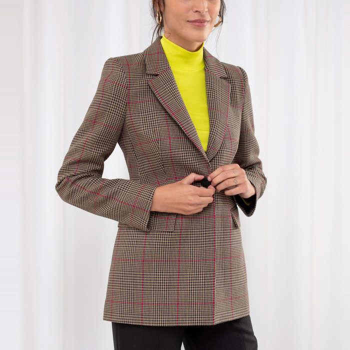 & Other Stories Hourglass Plaid Blazer