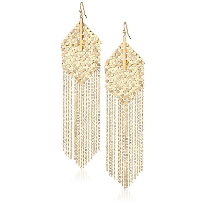 Panacea Gold Mesh Chain Fringe Drop