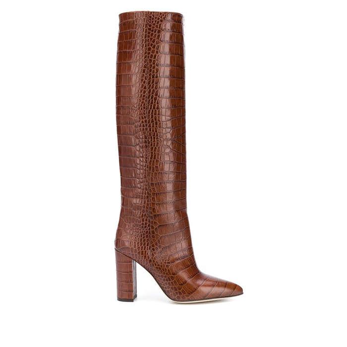 Paris Texas Croc-Embossed Leather Knee Boots