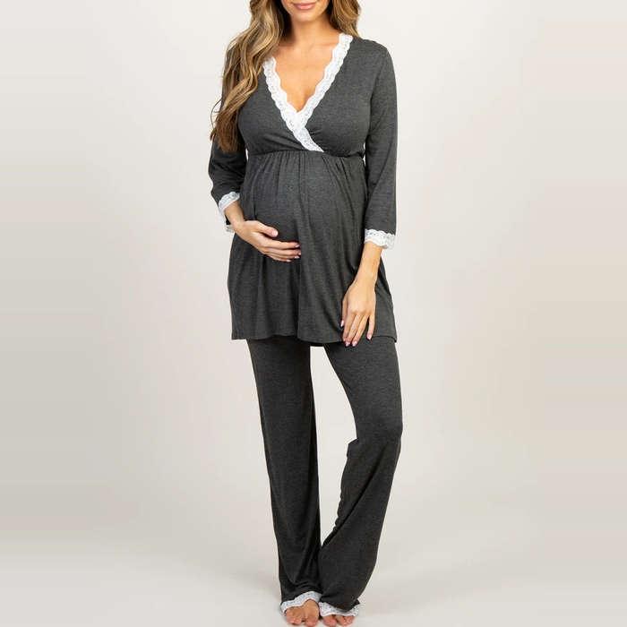 PinkBlush Lace Trim Maternity Pajama Set