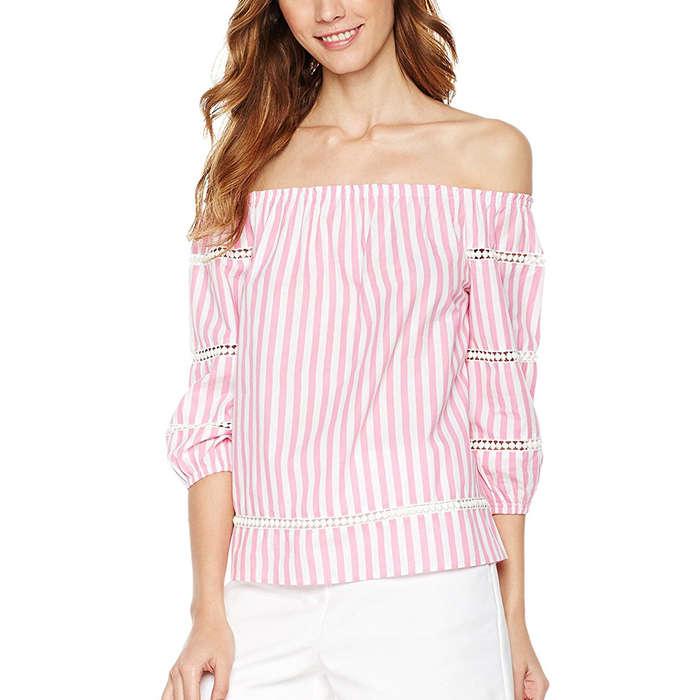 Plumberry Off-Shoulder 3/4 Sleeve Top