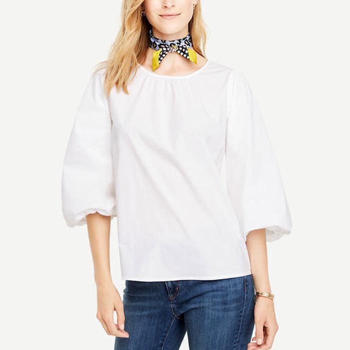 Poplin Balloon Sleeve Top