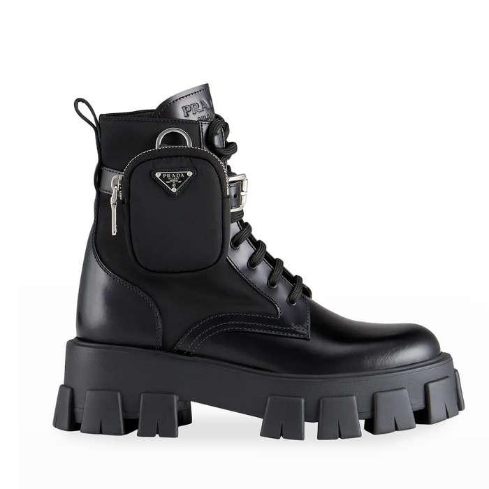 Prada Monolith Mini Bag Lug Sole Combat Boot