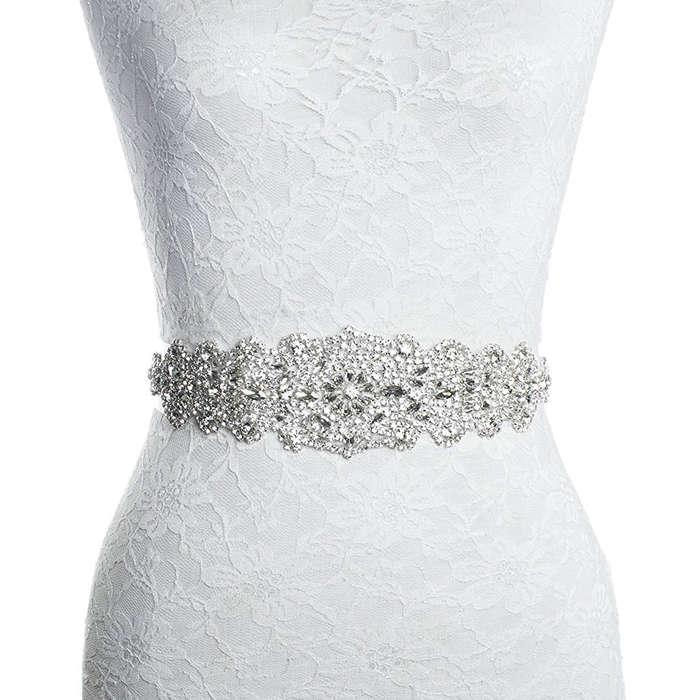 Redowa Rhinestone Applique Patch Bridal Sash