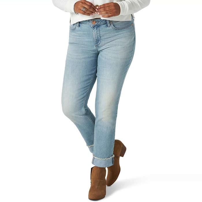 Riders By Lee Indigo Fringe Cuff Boyfriend Jean In Light Wash