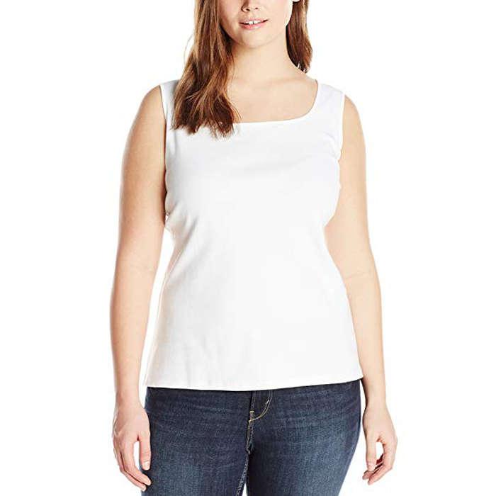 Ruby Rd. Plus-Size 1X1 Rib Square-Neck Sleeveless Tank