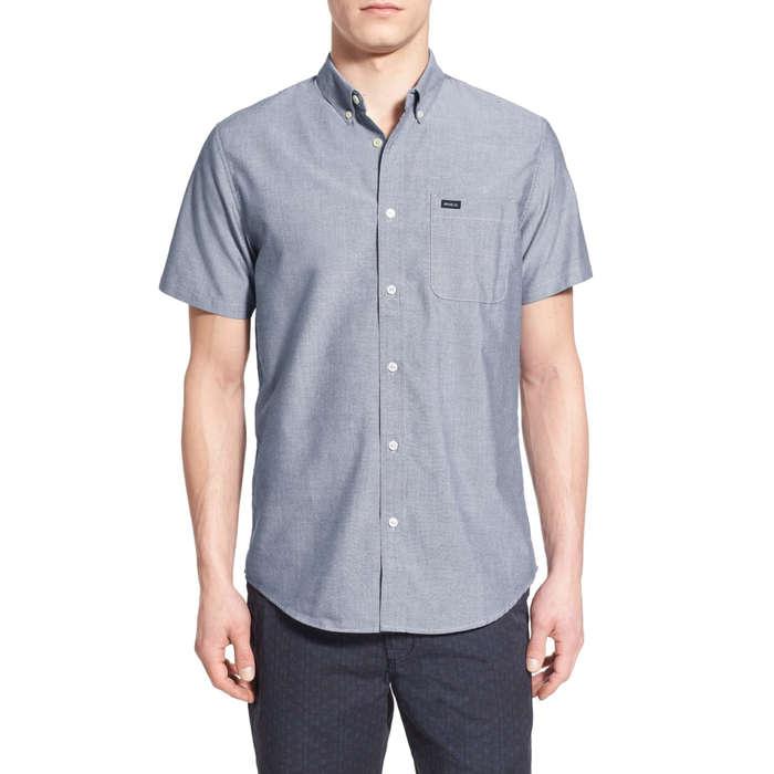 RVCA That'll Do Slim Fit Short Sleeve Oxford Shirt