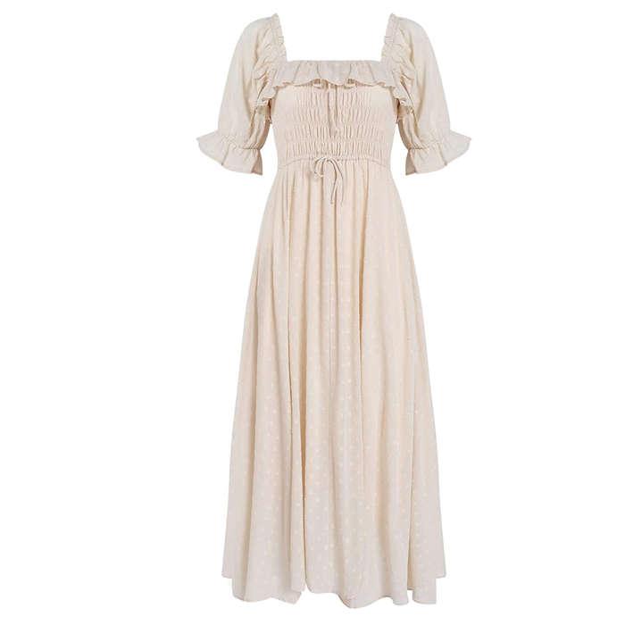 R.Yiposha Square Neck Ruffled Maxi Dress