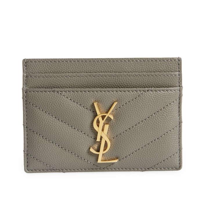 Saint Laurent Monogram Quilted Leather Credit Card Case