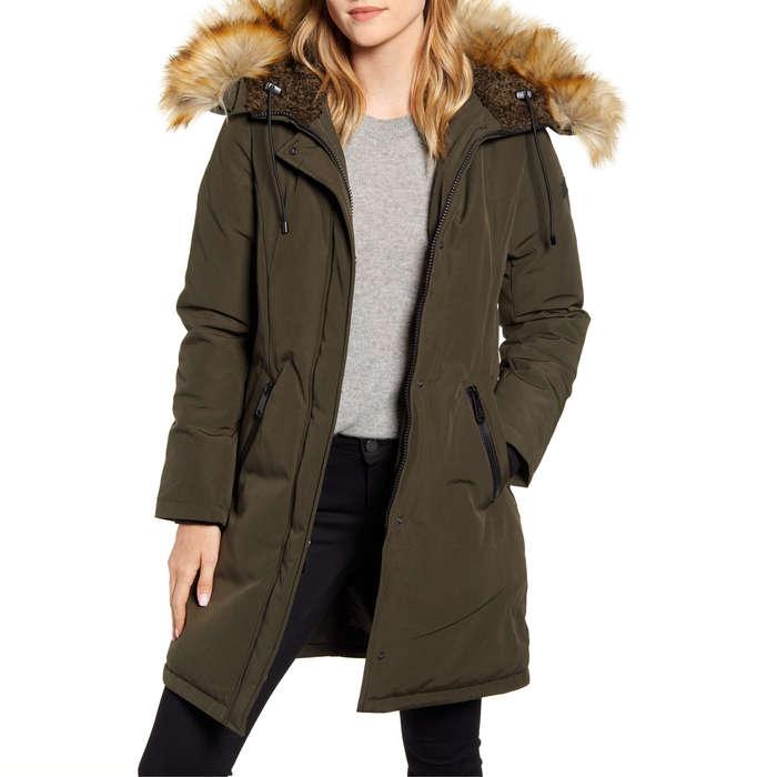 Sam Edelman Faux Fur Trim Down Parka