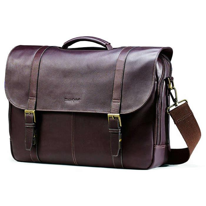 Samsonite Colombian Leather Flap-Over Messenger Bag