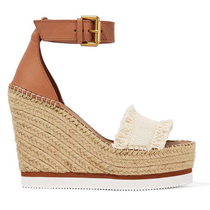 See by Chloe Canvas And Leather Espadrille Wedge Sandals