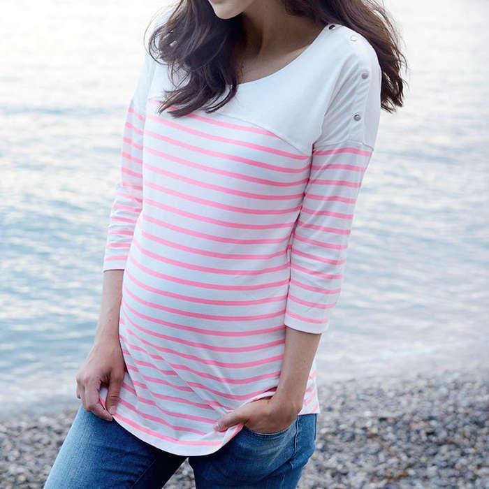 Seraphine Striped Cotton Maternity & Nursing Top