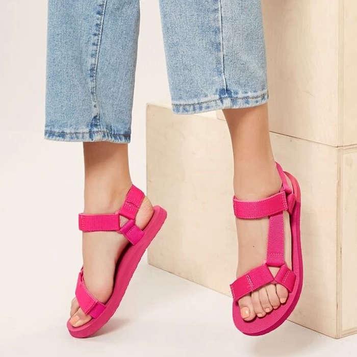 SheIn Neon Twin Velcro Band Open Toe Foam Sandals