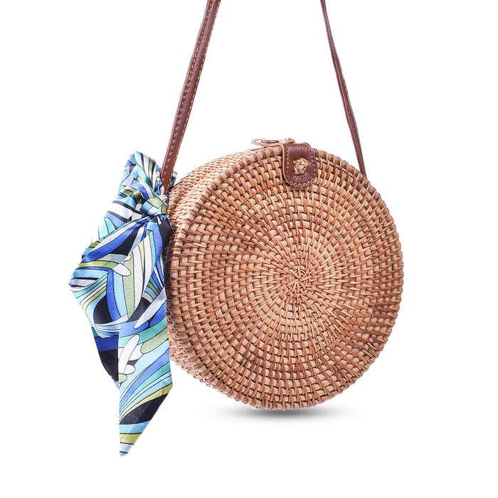 Sholov Woven Round Rattan Bag