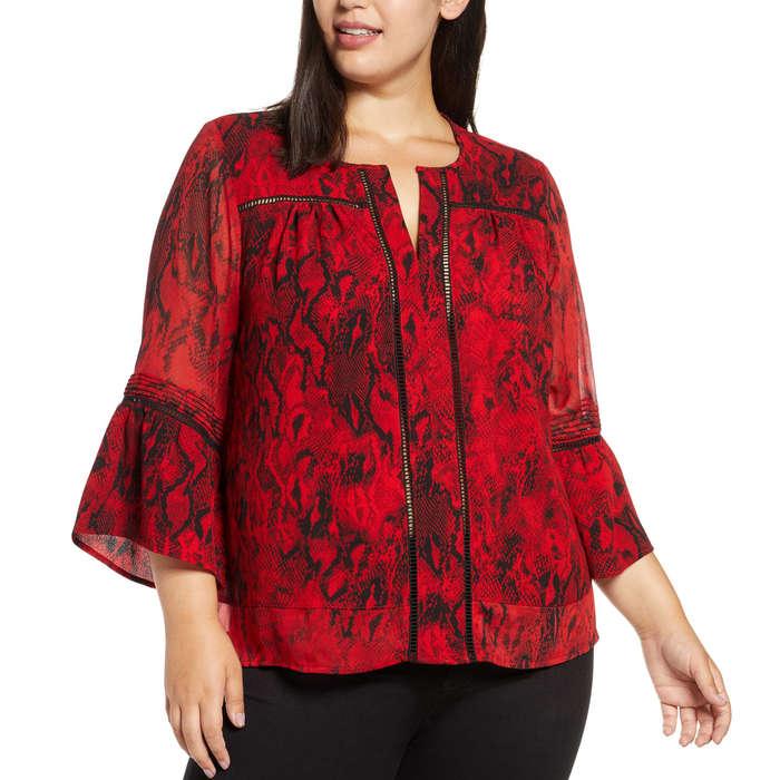 Single Thread Printed Bell Sleeve Top