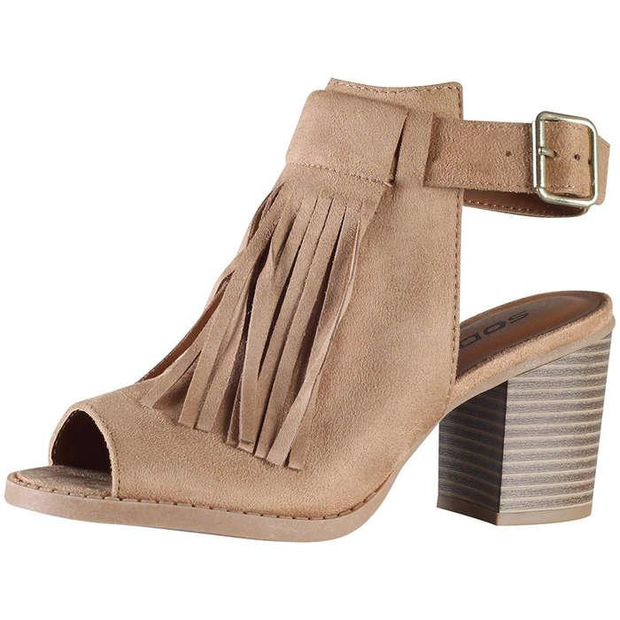 Soda Fringe Peep Toe Bootie