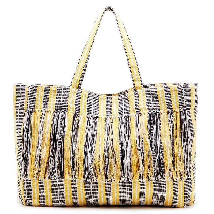 Sole Society Hendrix Oversize Fabric Tote With Fringe