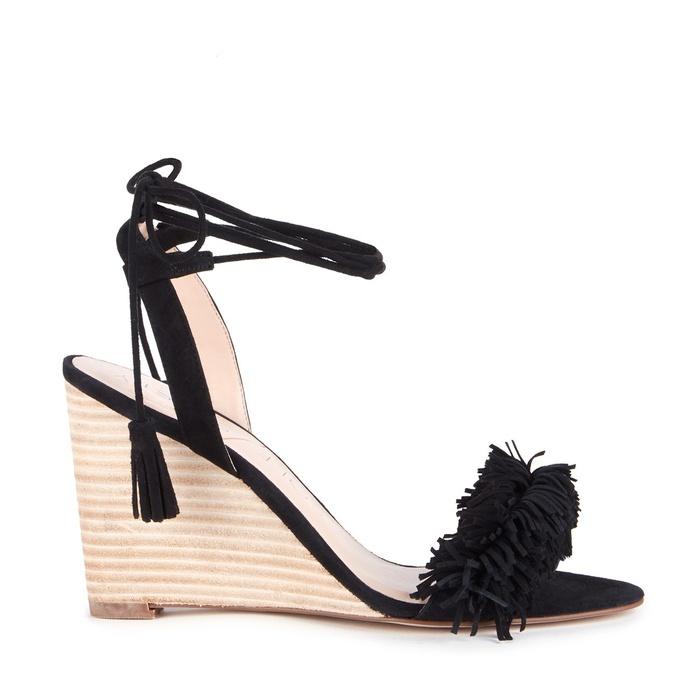 Sole Society Rosea Fringe Lace Up Wedge