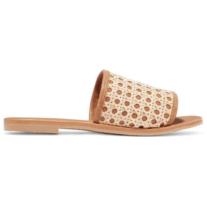 St. Agni Hennie Leather and Rattan Slides