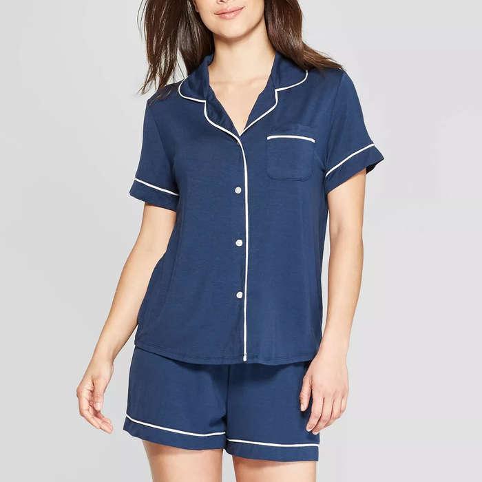 Stars Above Beautifully Soft Short Sleeve Notch Collar And Short Pajama Set