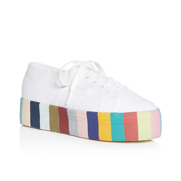 Superga Lace Up Rainbow Platform Sneakers