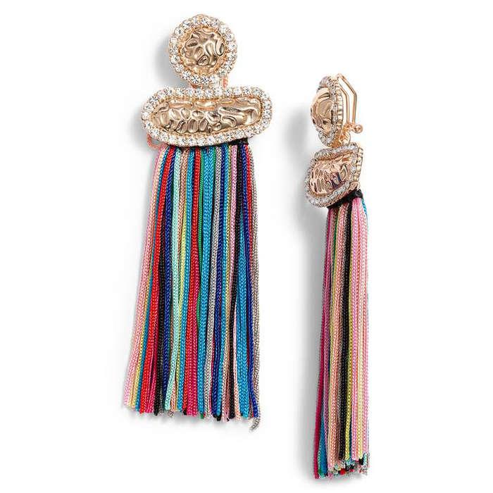 Tasha Textured Metal Fringe Earrings