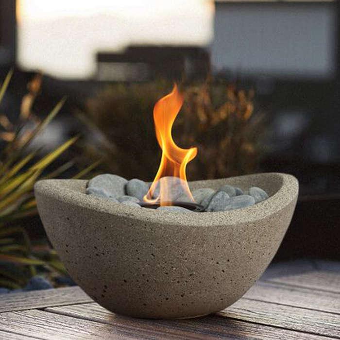 Terra Flame Wave Stone Gel Tabletop Fireplace