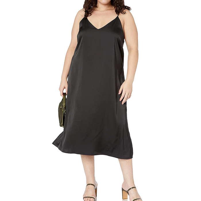 The Drop Ana Silky V-Neck Midi Slip Dress