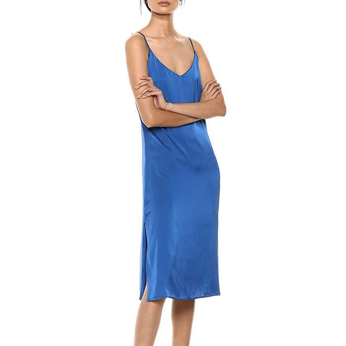 The Drop Ana Silky V-Neck Midi Slip Dress