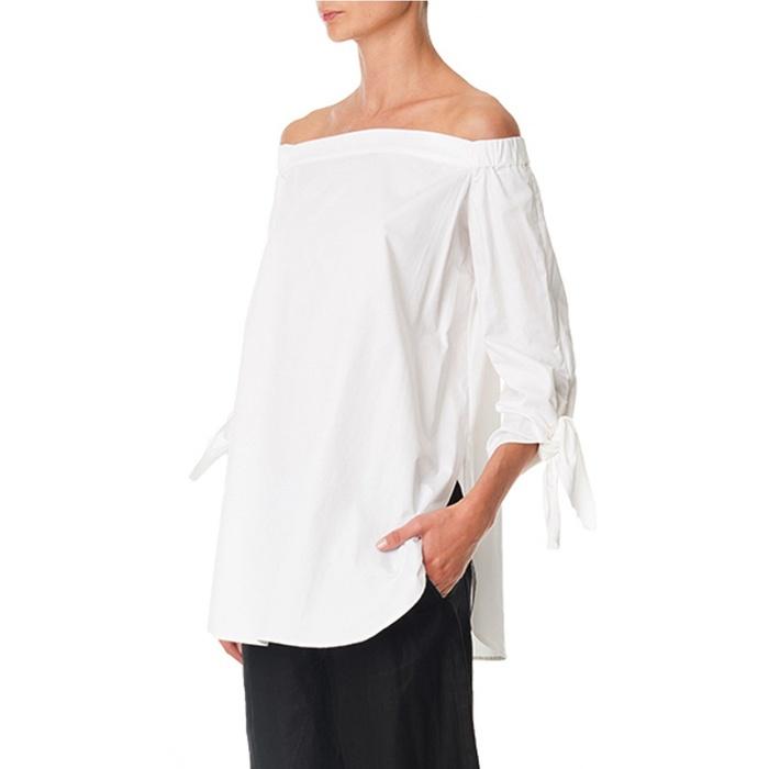 Tibi Off the Shoulder Cotton Tunic