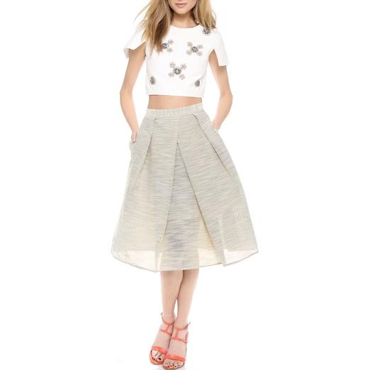 Tibi Short Sleeve Beaded Top and Organza Full Skirt