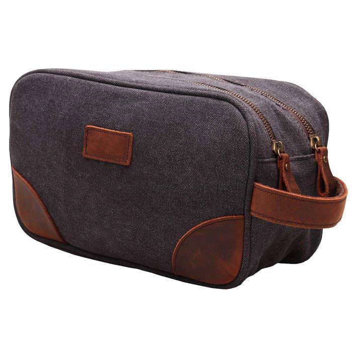 TinTao Vintage Leather Canvas Travel Toiletry Bag