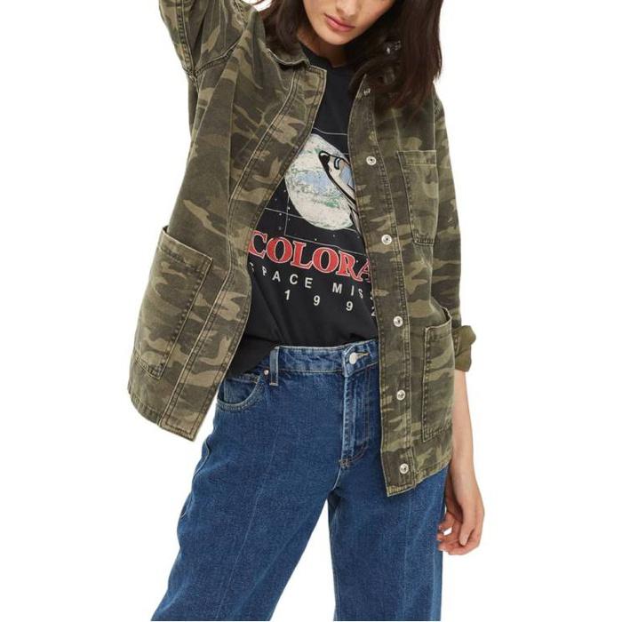 Topshop Cleo Camo Shirt Jacket