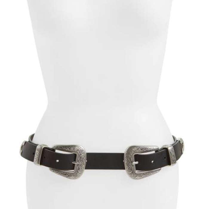 Topshop Double Buckle Faux Leather Western Belt