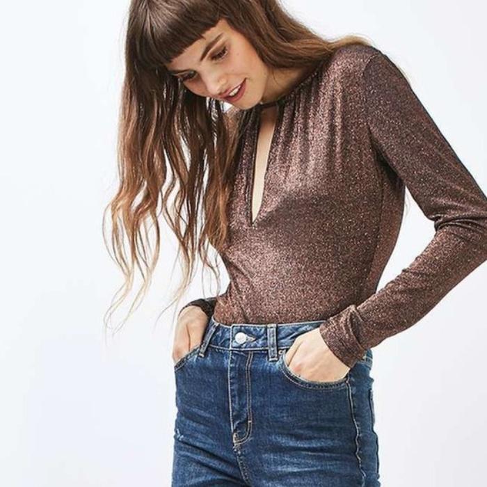 Topshop Keyhole Ribbed Bodysuit