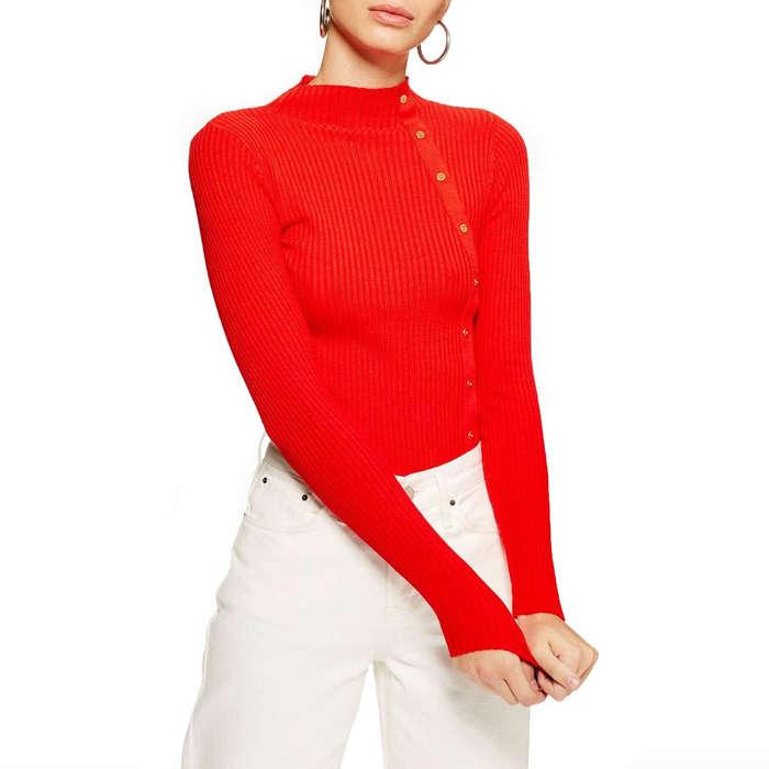 Topshop Side Button Rib Sweater