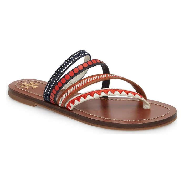 Tori Burch Patos Embroidered Thong Sandal