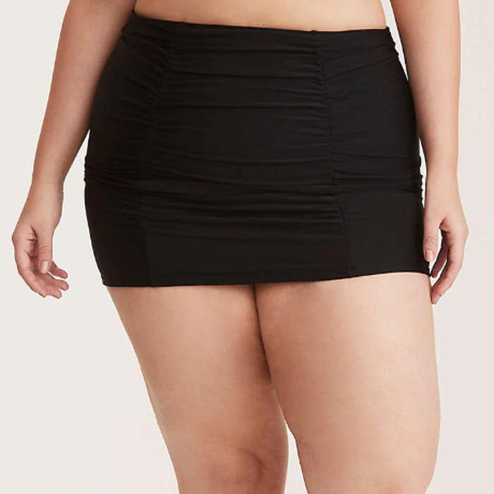 Torrid Black Ruched Swim Skirt